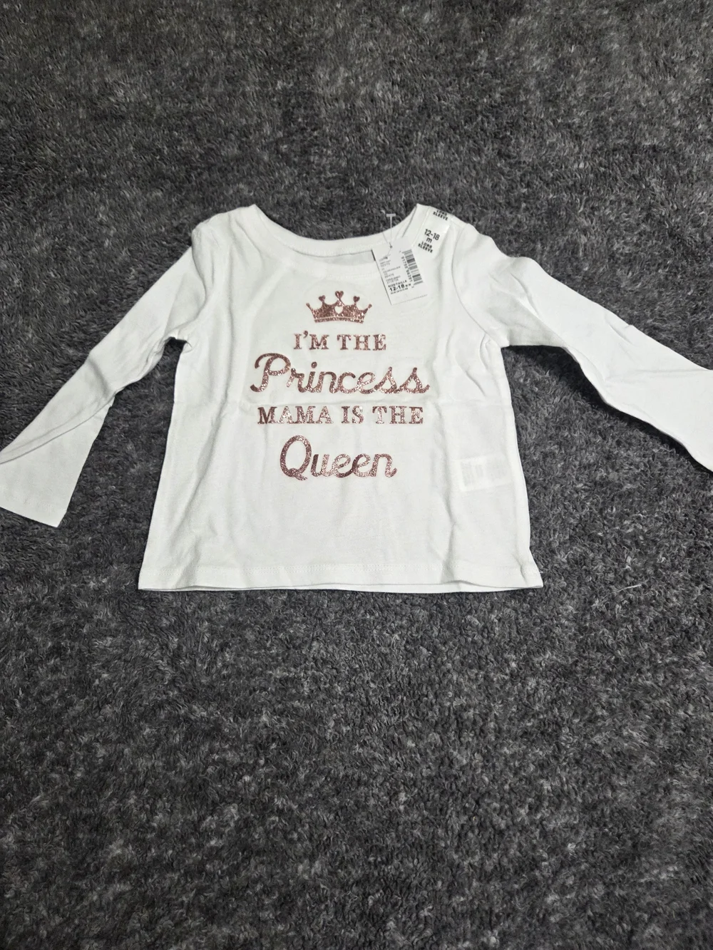 The Children's Place White Long-Sleeve Tee with Rose-Gold Glitter Graphic